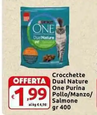Carrefour Express Crocchette Dual Nature One Purina Pollo/Manzo/ Salmone gr 400 offerta