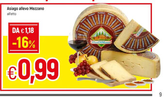 Famila Asiago allevo Mezzano all'etto offerta