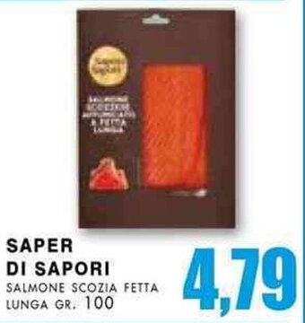 La Mimosa Supermercati Saper di Sapori Salmone Scozia Fetta Lunga gr. 100 offerta