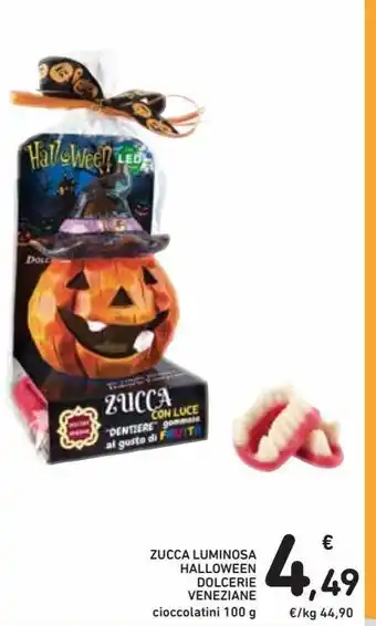 Spazio Conad Zucca luminosa halloween dolcerie veneziane cioccoaltini 100g offerta