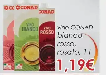 Spazio Conad Vino conad bianco, rosso, rosato 1 l offerta