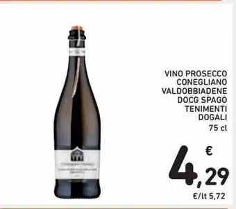 Spazio Conad Vino prosecco conegliano valdobbiadene docg spago tenimenti dogali 75 cl offerta