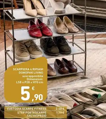 Spazio Conad Scarpiera 4 ripiani domopak living offerta