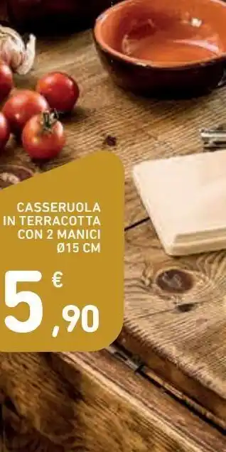 Casseruola in terracotta con 2 manicidiam 15 cm