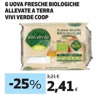 Ipercoop 6 uova fresche biologiche allevate a terra vivi verde coop offerta