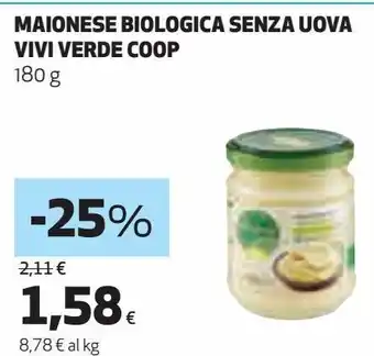 Ipercoop Maionese biologica senza uova vivi verde coop offerta