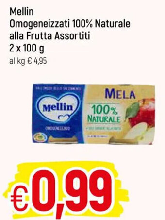 Famila Mellin Omogeneizzati 100% Naturale Alla Frutta Assortiti 2 x 100 g offerta