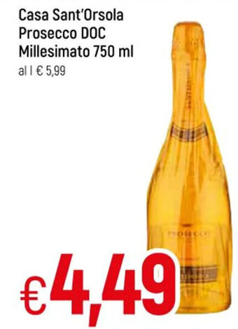 Famila Casa Sant'Orsola Prosecco DOC Millesimato 750 ml offerta