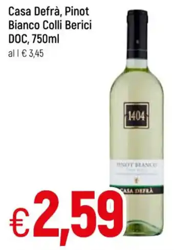 Famila Casa Defrà, Pinot Bianco Colli Berici DOC 750 ml offerta