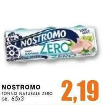 La Mimosa Supermercati Nostromo Tonno Naturale Zero gr. 65x3 offerta