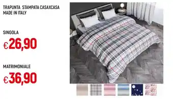 Famila Trapunta Stampata Casaxcasa Made In Italy Singola offerta