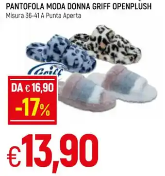 Famila Pantofola Moda Donna Griff Openplush Misura 36-41 offerta