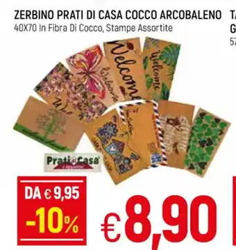 Famila Zerbino Prati di Casa Cocco Arcobaleno 40 x 70 In Fibra di Cocco, Stampe Assortite offerta