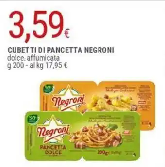 Doro Supermercati Negroni Cubetti di Pancetta Dolce, Affumicata g 200 offerta