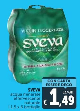 Deco Supermercati Sveva acqua minerale effervescente naturale l 1,5 x 6 bottiglie offerta