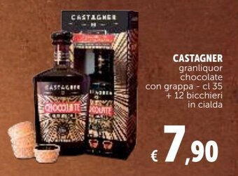 Castagner granliquor chocolate con grappa cl 35 + 12 bicchieri in cialda