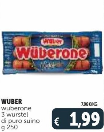 Deco Supermercati Wuber wuberone 3 wurstel di puro suino g 250 offerta