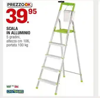 Brico OK Scala In Aluminio 5 gradini, altezza cm 106, portata 100 kg offerta