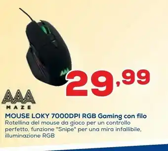 Euronics Maze 7000dpi Mouse Rgb Gaming Con Filo offerta