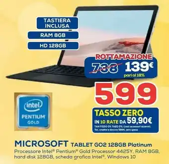 Euronics Microsoft Tablet Go2 128gb Platinum offerta