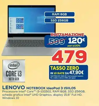 Euronics Lenovo Notebook Ideapad 3 15IIL05 offerta