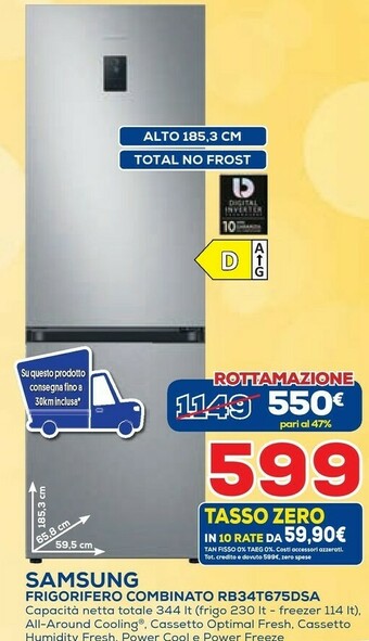 Euronics Samsung RB34T675DSA Frigorifero Con Congelatore Libera Installazione 340 L D Argento offerta