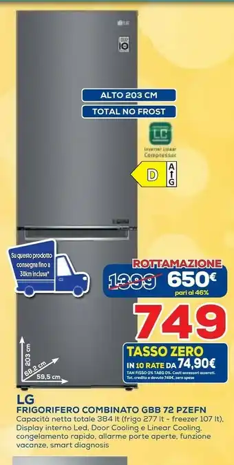 Euronics LG Frigoriferifo Combinato Gbb 72 Pzefn offerta