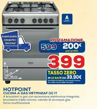 Euronics Hotpoint Cucina A Gas H6tmh2af offerta