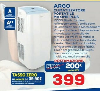 Euronics Argo Climatizzatore Portatile Maxime Plus offerta