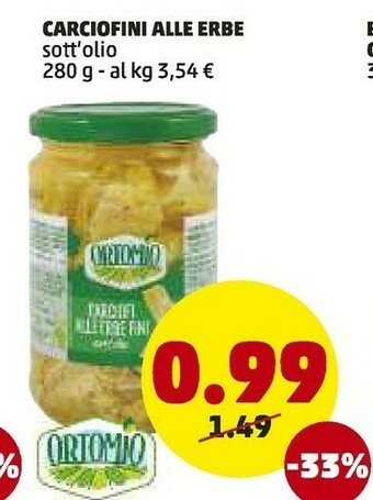 PENNY Ortomio Carciofini sott'olio offerta