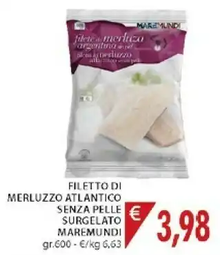 Mercatò Maremundi Filetto Di Merluzzo Atlantico Senza Pelle Surgelato offerta