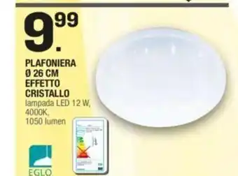 Brico OK Plafoniera Ø 26 cm Effetto Cristallo Led 12 W, 4000K. 1050 Lumen offerta