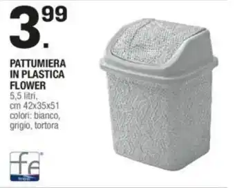 Brico OK Pattumiera In Plastica Flower 5,5 Litri, cm 42 x 35 x 51 offerta