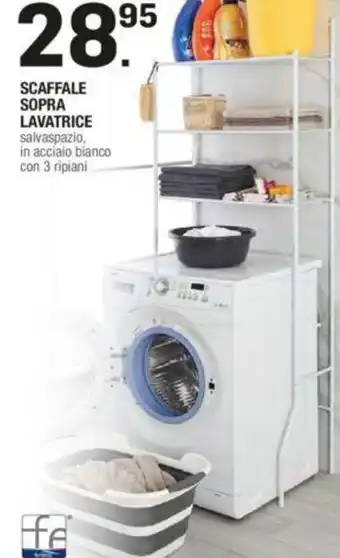 Scaffale Sopra Lavtrice Salvaspazio, In Acciaio Bianco Con 3 Ripiani