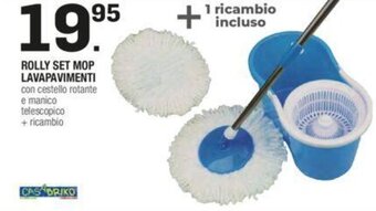 Brico OK Rolly Set Mop Lavapavimenti Con Cestello Rotante E Manico Telescopico + Ricambio offerta