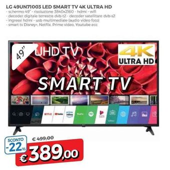 DPiù LG 49UN71003 Led Smart TV 4K Ultra HD offerta