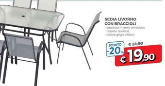 DPiù Sedia Livorno Con Braccioli offerta