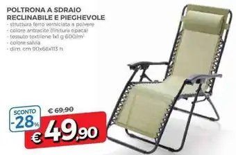 DPiù Poltrona A Sdraio Reclinable E Pieghevole offerta