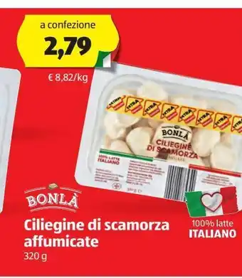 ALDI Ciliegine di scamorza affumicate bonla 320 g offerta