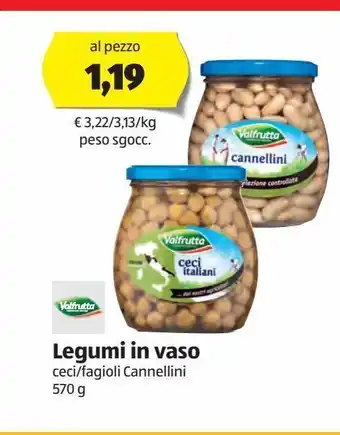ALDI Legumi in vaso valfrutta ceci / fagioli cannellini 570 g offerta