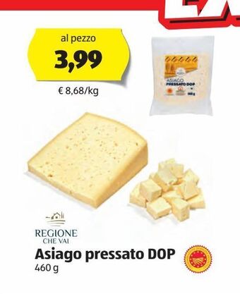 ALDI Regione che vai asiago pressato dop 460 g offerta