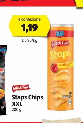 ALDI Snack fun staps chips xxl 200 g offerta