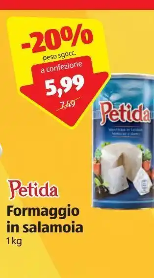 ALDI Formaggio in salmoia petida offerta