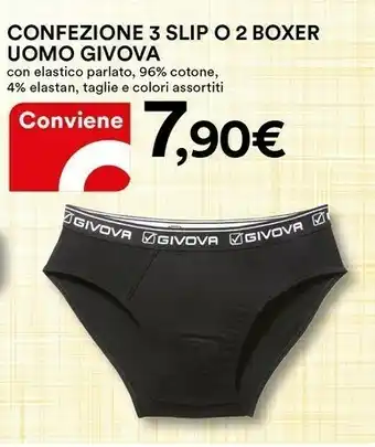 Coop Givova Confezione 3 Slip O 2 Boxer Uomo offerta