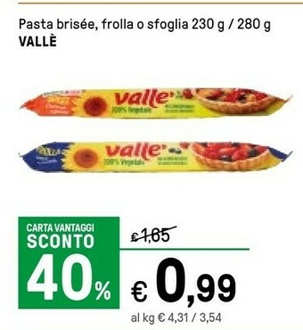 Iper La Grande Vallè Pasta sfoglia offerta
