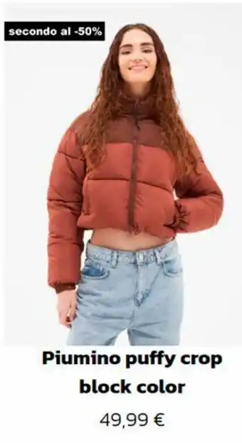 Terranova Piumino puffy crop block color offerta