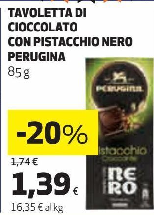 Ipercoop Tavoletta di cioccolato con pistacchio nero perugina offerta