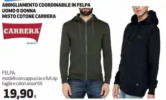 Ipercoop Abbligamento coordinabile in felpa uomo o donna misto cotone carrera offerta