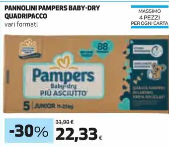 Ipercoop Pannolini pampers baby-dry quadripacco offerta