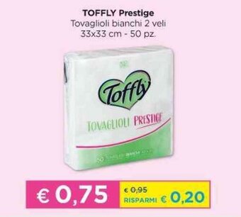 Acqua & Sapone Toffly Prestige Tovaglioli bianchi 2 veli 33x33 cm 50 pz offerta